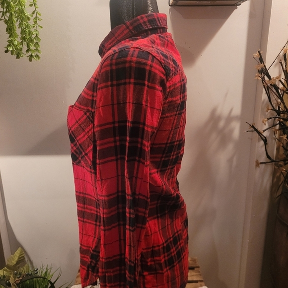 Garage Red Plaid Checkered Button Up Shirt XS - Picture 4 of 6